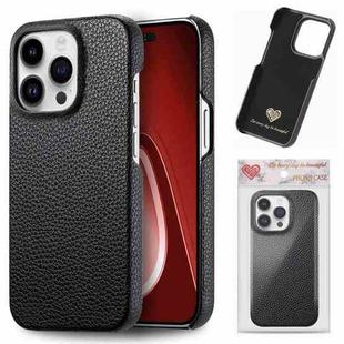 For iPhone 15 Pro Litchi Oil Edge Leather Back Phone Case(Black)