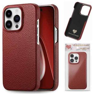 For iPhone 15 Pro Max Litchi Oil Edge Leather Back Phone Case(Red)