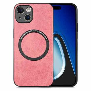 For iPhone 15 Solid Color Leather Skin Back Phone Case(Pink)