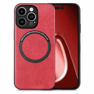 For iPhone 15 Pro Max Solid Color Leather Skin Back Phone Case(Red)