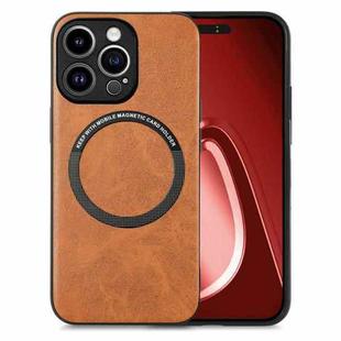 For iPhone 15 Pro Max Solid Color Leather Skin Back Phone Case(Brown)