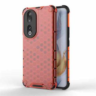 For Honor 90 Shockproof Honeycomb Phone Case(Red)