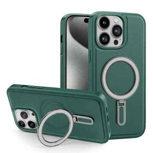 For iPhone 15 Plus Shield MagSafe Magnetic Holder Phone Case(Green)