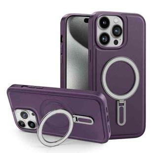 For iPhone 15 Shield MagSafe Magnetic Holder Phone Case(Purple)