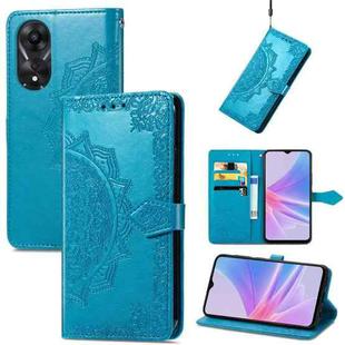 For OPPO A58 4G Mandala Flower Embossed Leather Phone Case(Blue)