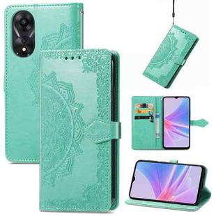 For OPPO A58 4G Mandala Flower Embossed Leather Phone Case(Green)