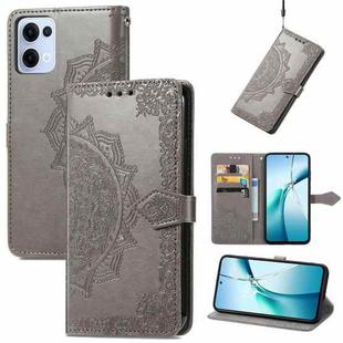 For OPPO Reno13 Pro Mandala Flower Embossed Leather Phone Case(Gray)