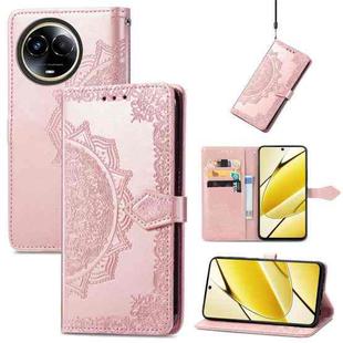For Realme 11  5G Mandala Flower Embossed Leather Phone Case(Rose Gold)