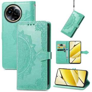 For Realme 11  5G Mandala Flower Embossed Leather Phone Case(Green)