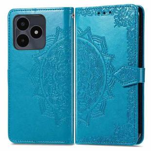 For Realme Note 50 Mandala Flower Embossed Leather Phone Case(Blue)