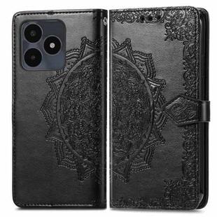 For Realme Note 50 Mandala Flower Embossed Leather Phone Case(Black)
