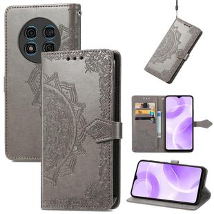For Ulefone Note 15 Mandala Flower Embossed Leather Phone Case(Gray)