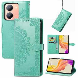 For vivo Y78 Mandala Flower Embossed Leather Phone Case(Green)