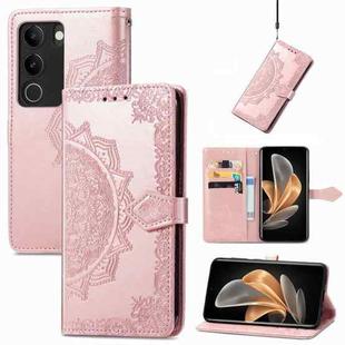For vivo S17 Mandala Flower Embossed Leather Phone Case(Rose Gold)