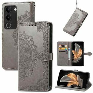 For vivo S17 Mandala Flower Embossed Leather Phone Case(Gray)