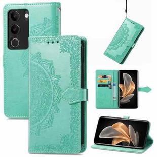 For vivo S17 Mandala Flower Embossed Leather Phone Case(Green)