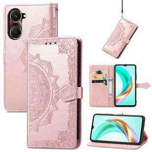 For vivo Y37 Mandala Flower Embossed Leather Phone Case(Rose Gold)