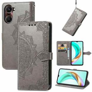 For vivo Y37 Mandala Flower Embossed Leather Phone Case(Gray)