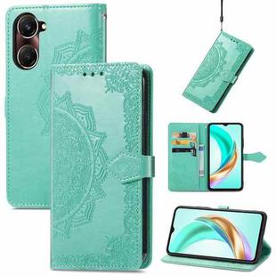 For vivo Y37 Mandala Flower Embossed Leather Phone Case(Green)