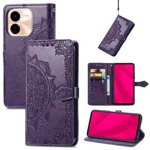 For vivo Y37 Pro Mandala Flower Embossed Leather Phone Case(Purple)