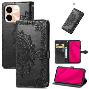 For vivo Y37 Pro Mandala Flower Embossed Leather Phone Case(Black)