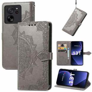 For Xiaomi 13T Mandala Flower Embossed Leather Phone Case(Gray)