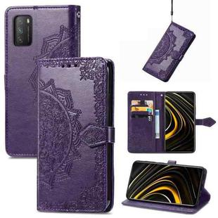 For Xiaomi Poco M3 Mandala Flower Embossed Leather Phone Case(Purple)