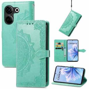 For Tecno Camon 20 Mandala Flower Embossed Leather Phone Case(Green)