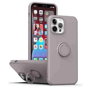 For iPhone 15 Ring Kickstand Silicone Phone Case(Gray)