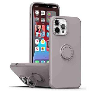 For iPhone 15 Pro Max Ring Kickstand Silicone Phone Case(Gray)