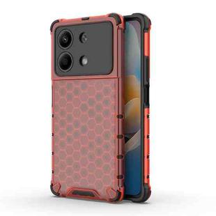 For Redmi Note 13R Pro Shockproof Honeycomb Phone Case(Red)