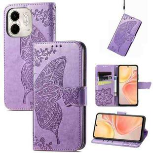 for infinix Smart 9 Butterfly Love Flower Embossed Leather Phone Case(Lavender)