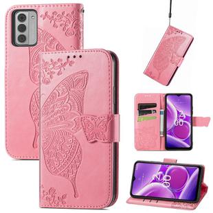For Nokia G42 Butterfly Love Flower Embossed Leather Phone Case(Pink)