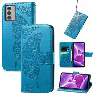 For Nokia G42 Butterfly Love Flower Embossed Leather Phone Case(Blue)