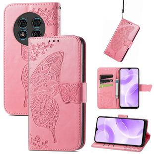 For Ulefone Note 15 Butterfly Love Flower Embossed Leather Phone Case(Pink)