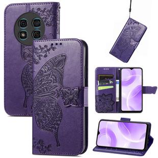 For Ulefone Note 15 Butterfly Love Flower Embossed Leather Phone Case(Purple)