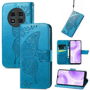For Ulefone Note 15 Butterfly Love Flower Embossed Leather Phone Case(Blue)