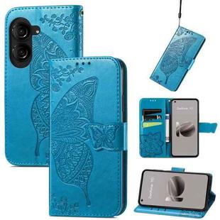 For Asus Zenfone 10 Butterfly Love Flower Embossed Leather Phone Case(Blue)