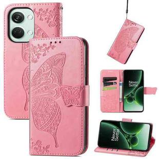 For OnePlus Nord 3 Butterfly Love Flower Embossed Leather Phone Case(Pink)