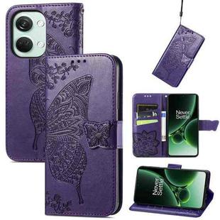 For OnePlus Nord 3 Butterfly Love Flower Embossed Leather Phone Case(Purple)