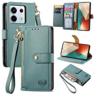 For Xiaomi Redmi Note 13 Pro 5G Love Zipper Lanyard Leather Phone Case(Green)