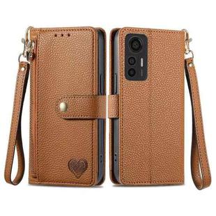 For Xiaomi 12 Lite Love Zipper Lanyard Leather Phone Case(Brown)
