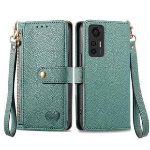 For Xiaomi 12 Lite Love Zipper Lanyard Leather Phone Case(Green)