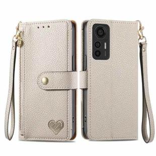 For Xiaomi 12 Lite Love Zipper Lanyard Leather Phone Case(Gray)