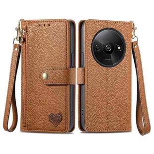 For Xiaomi Redmi A3 4G Love Zipper Lanyard Leather Phone Case(Brown)