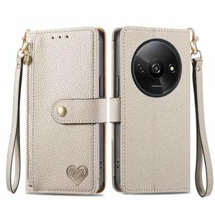 For Xiaomi Redmi A3 4G Love Zipper Lanyard Leather Phone Case(Gray)