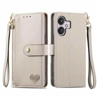 For Xiaomi Redmi 13C 5G Love Zipper Lanyard Leather Phone Case(Gray)