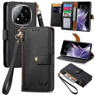 For Xiaomi Redmi Note 14 Pro+ 5G Love Zipper Lanyard Leather Phone Case(Black)