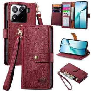 For Xiaomi 15 Love Zipper Lanyard Leather Phone Case(Red)
