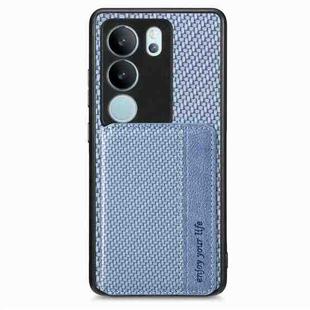 For vivo S17 Pro Carbon Fiber Magnetic Card Bag Phone Case(Blue)